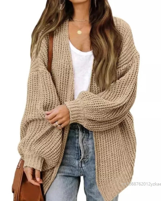 Oversize Strickmantel in Schwarz, Nahaufnahme Waffelstrick