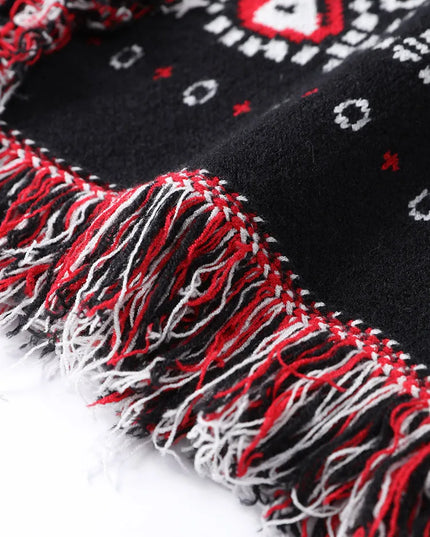 Rosa Strickmantel mit Paisley Muster und Schalkragen Detail