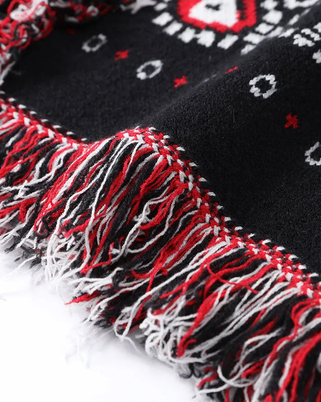Rosa Strickmantel mit Paisley Muster und Schalkragen Detail